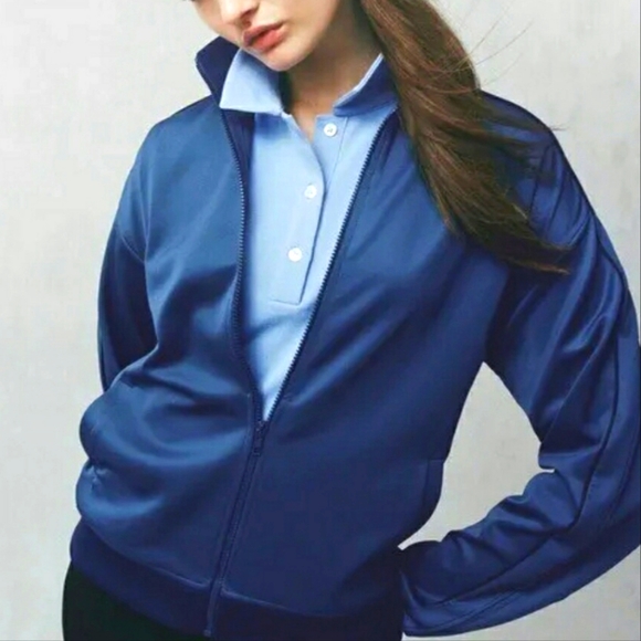 Zara Dark Blue/Teal Full Zip Retro Track Jacket with Pockets Collared Medium - Picture 2 of 11